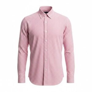 Nordstrom Mens Shop Pink Gingham Non-Iron Trim Fit Button Down Shirt 14.5 32-33